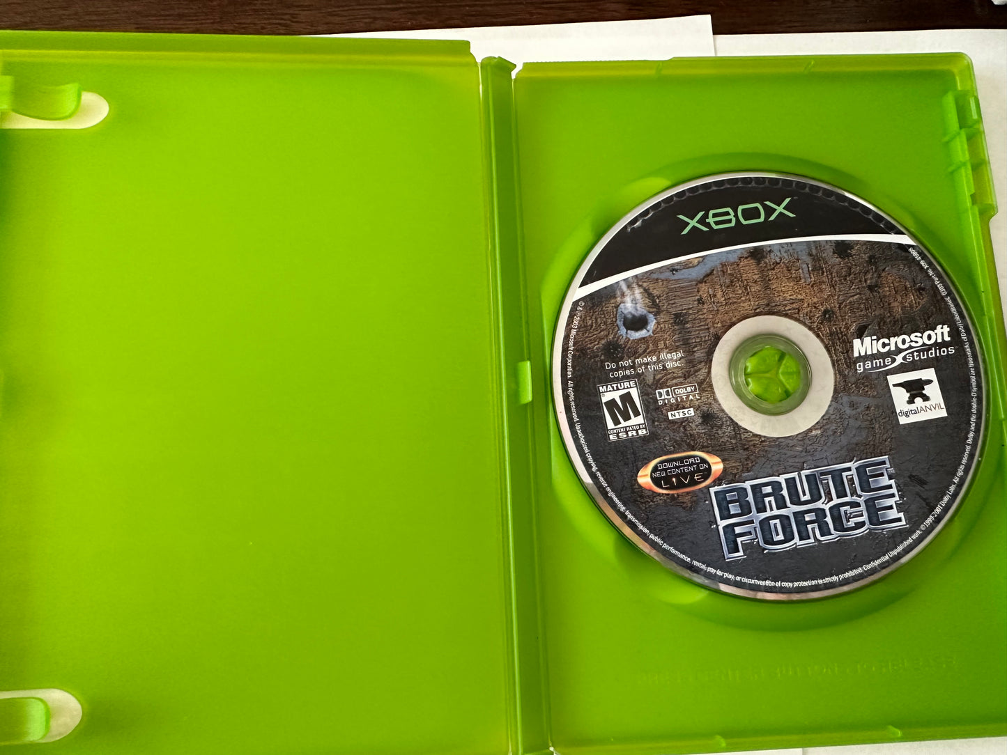 Brute force foe the Xbox. Missing manual.