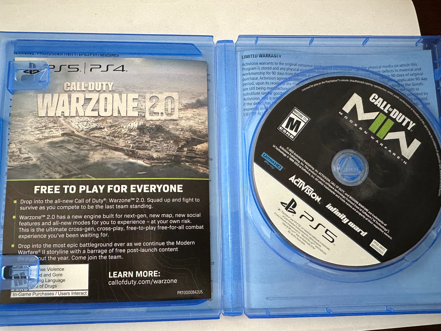 Call of duty modern warefare II for the PlayStation 5