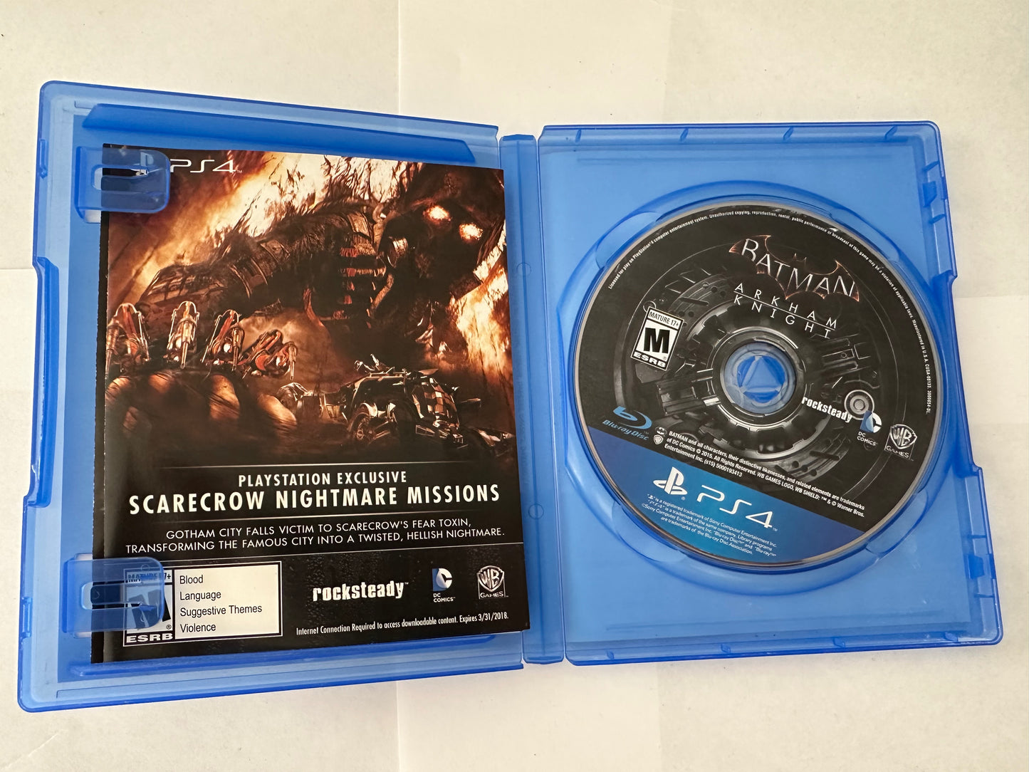 Batman Arkham Knight for the PlayStation 4. Not for resale game.