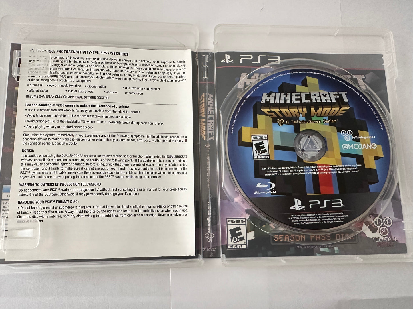 Minecraft story mode a telltale games series for the PS3. Missing manual