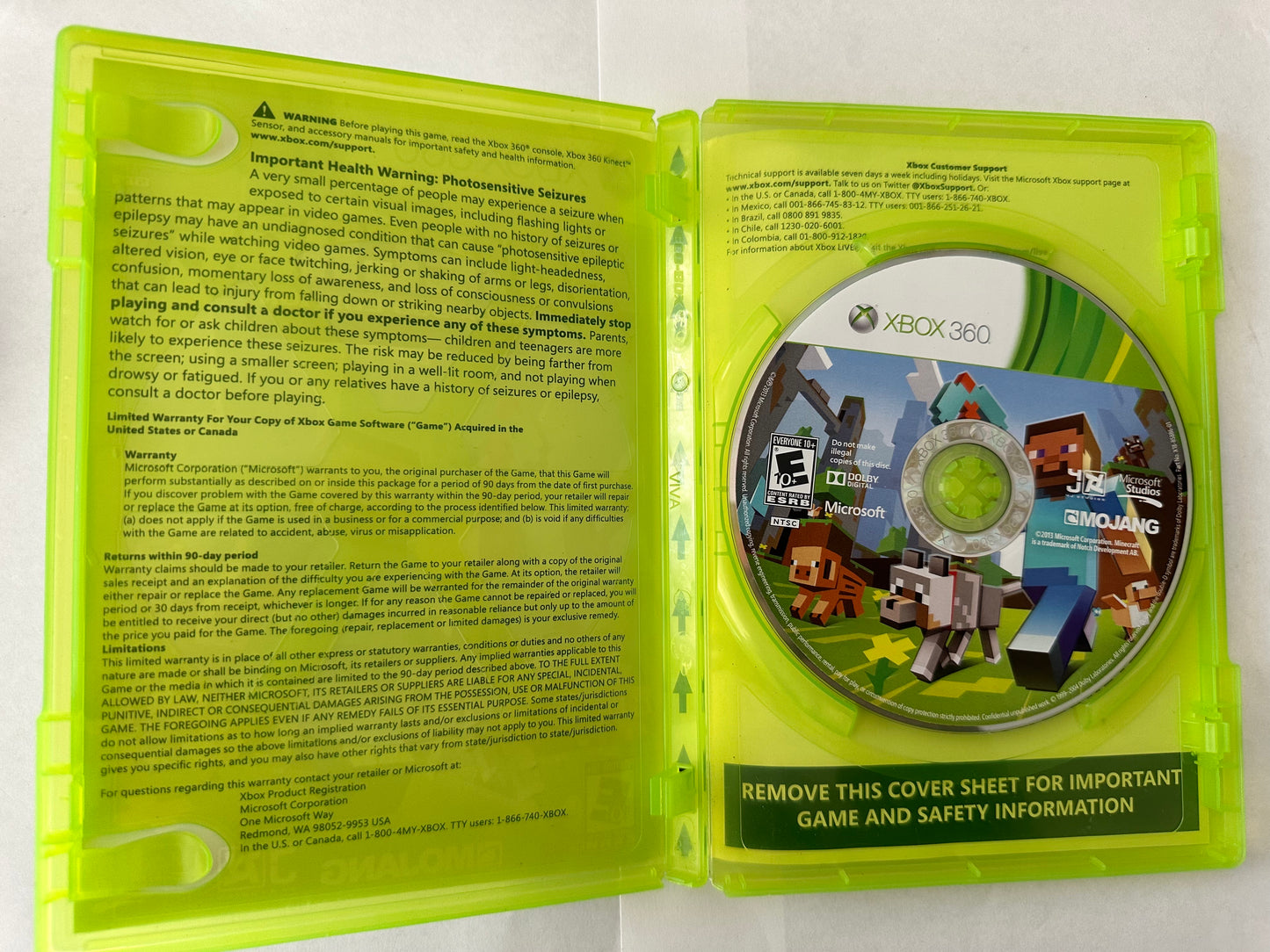 Minecraft Xbox 360 edition. Missing manual