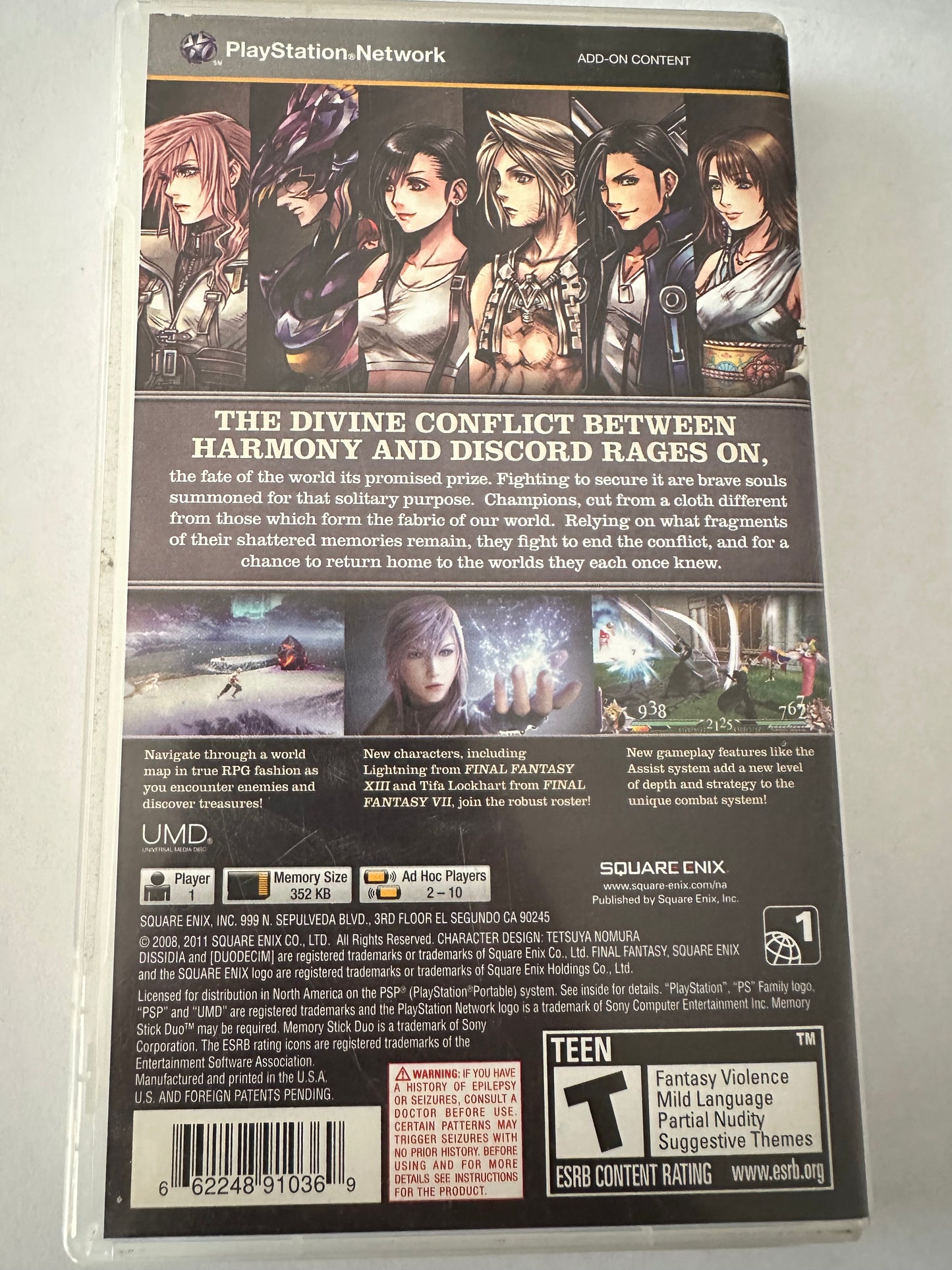 Dissidia 012 final fantasy for the PSP