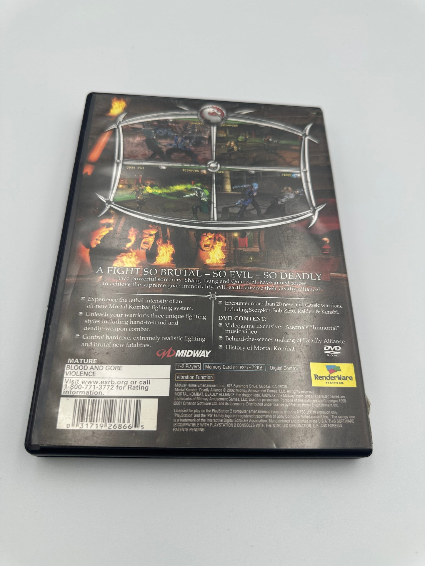 Mortal kombat deadly alliance for PlayStation 2. Missing manual