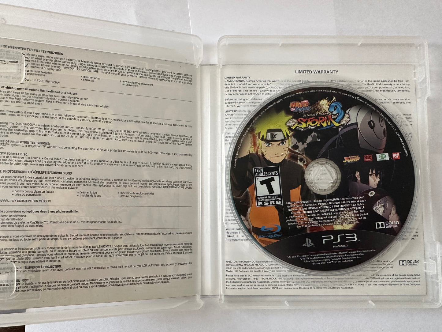 Naruto shippuden ultimate ninja storm full burst for the PS3. Missing manual