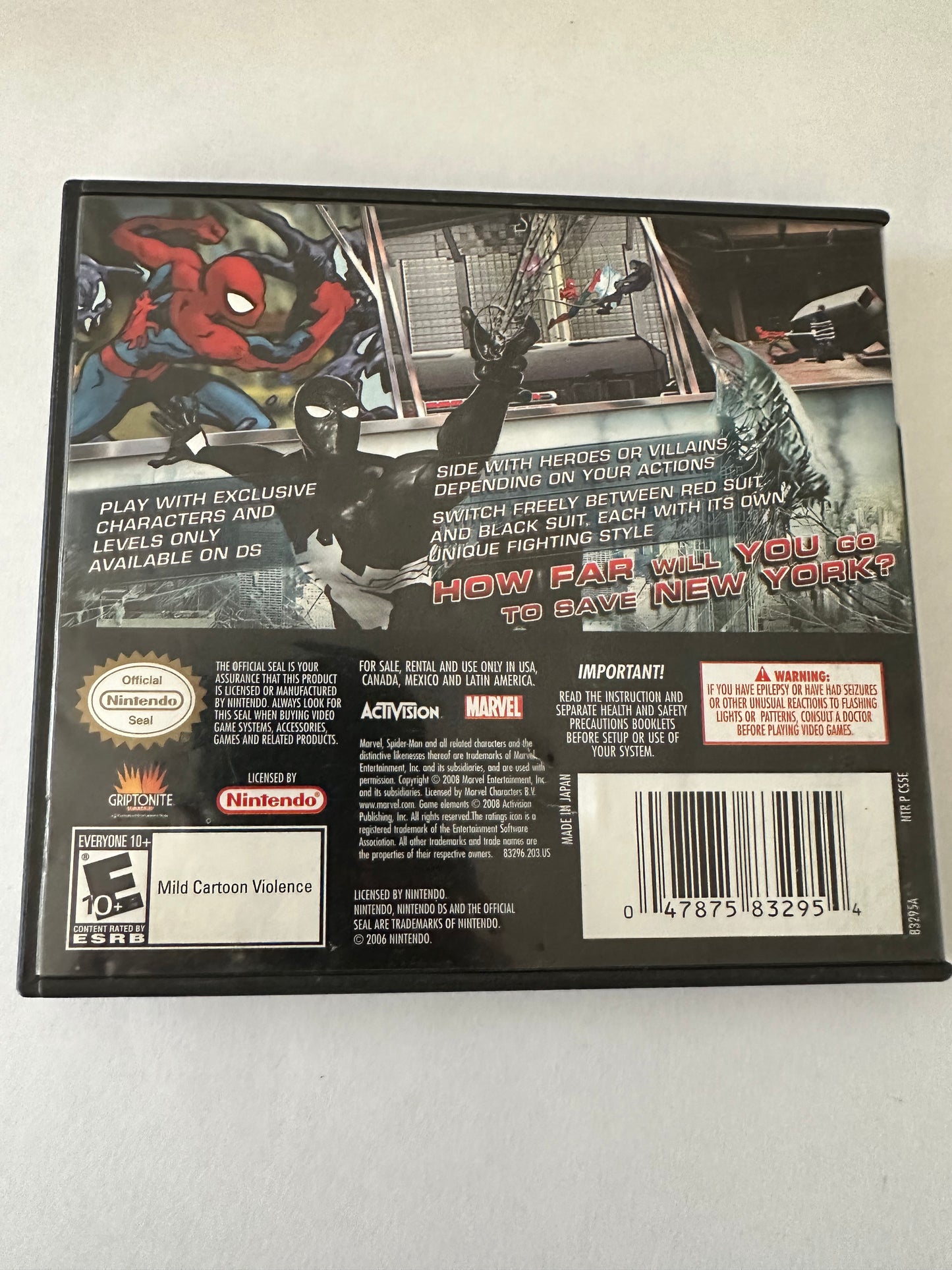Spider-Man web of shadows for the Nintendo DS