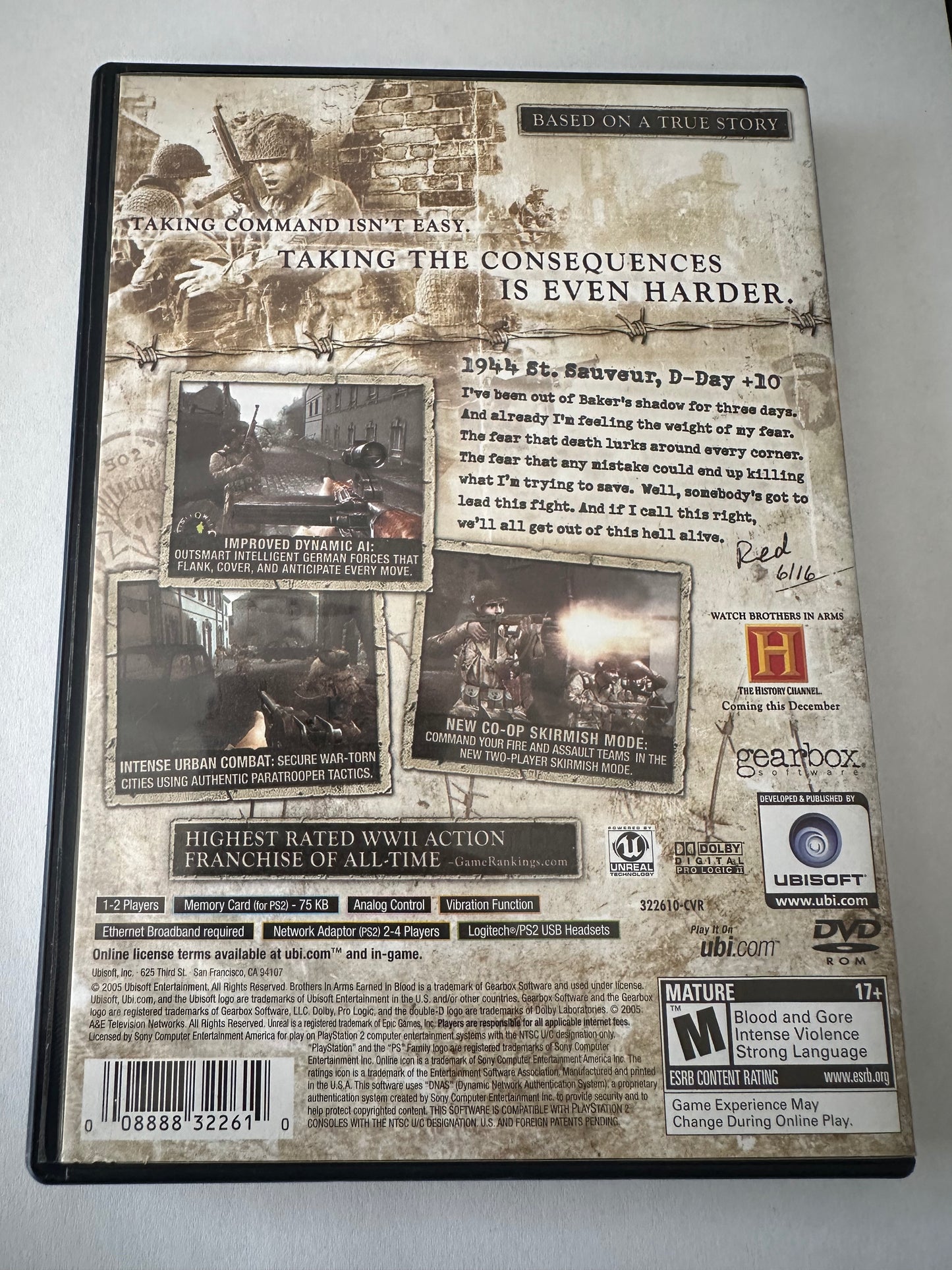 Brothers in arms earned in blood for the PS2