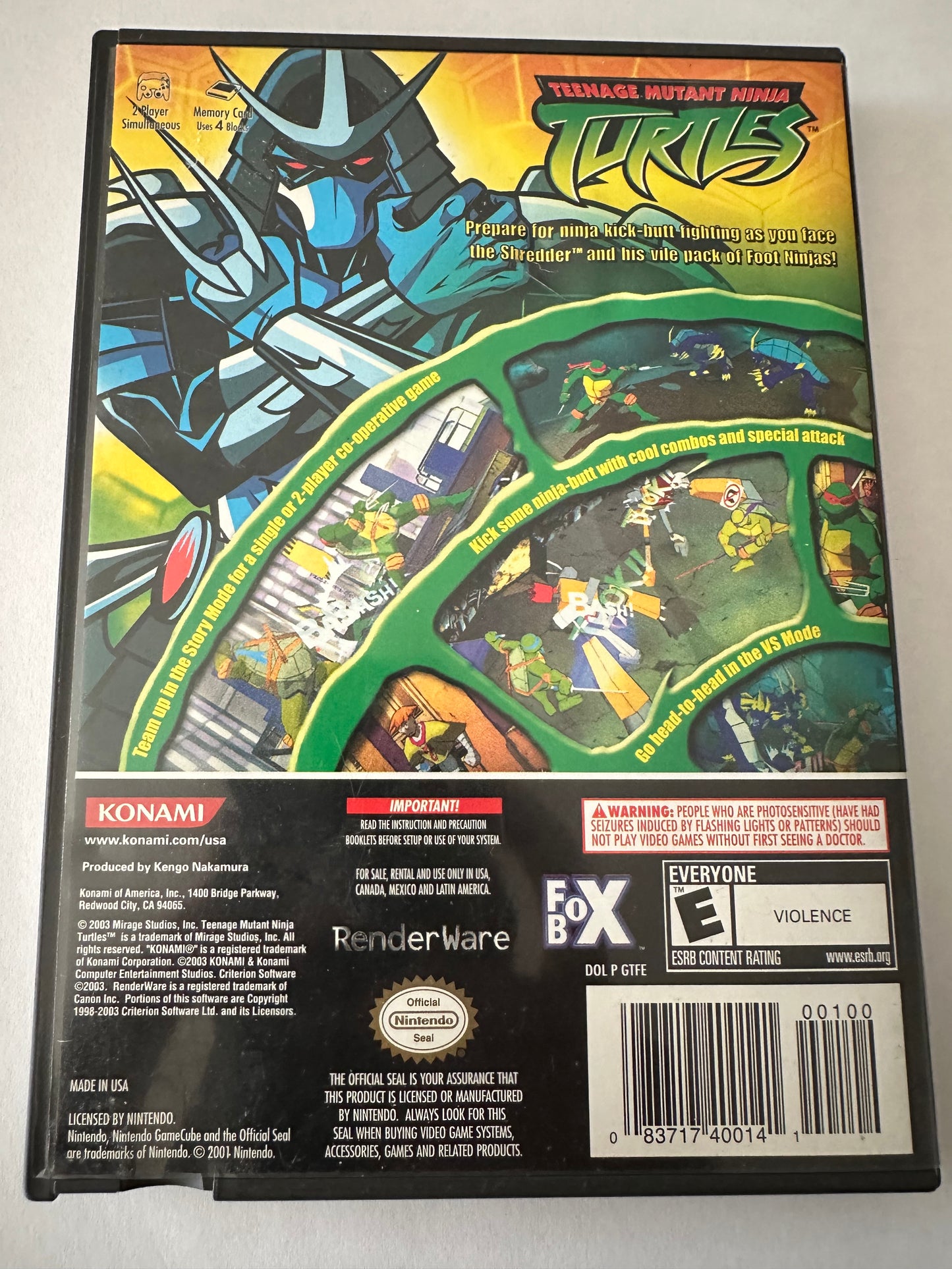 Teenage mutant ninja turtles for the Nintendo GameCube