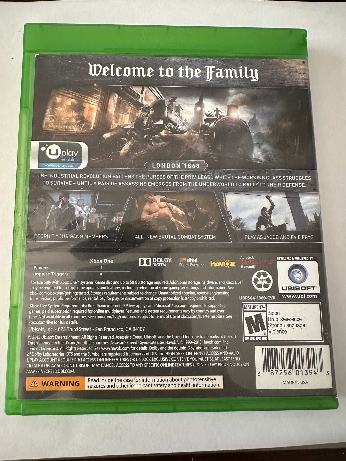 Assassins creed syndicate for the Xbox one