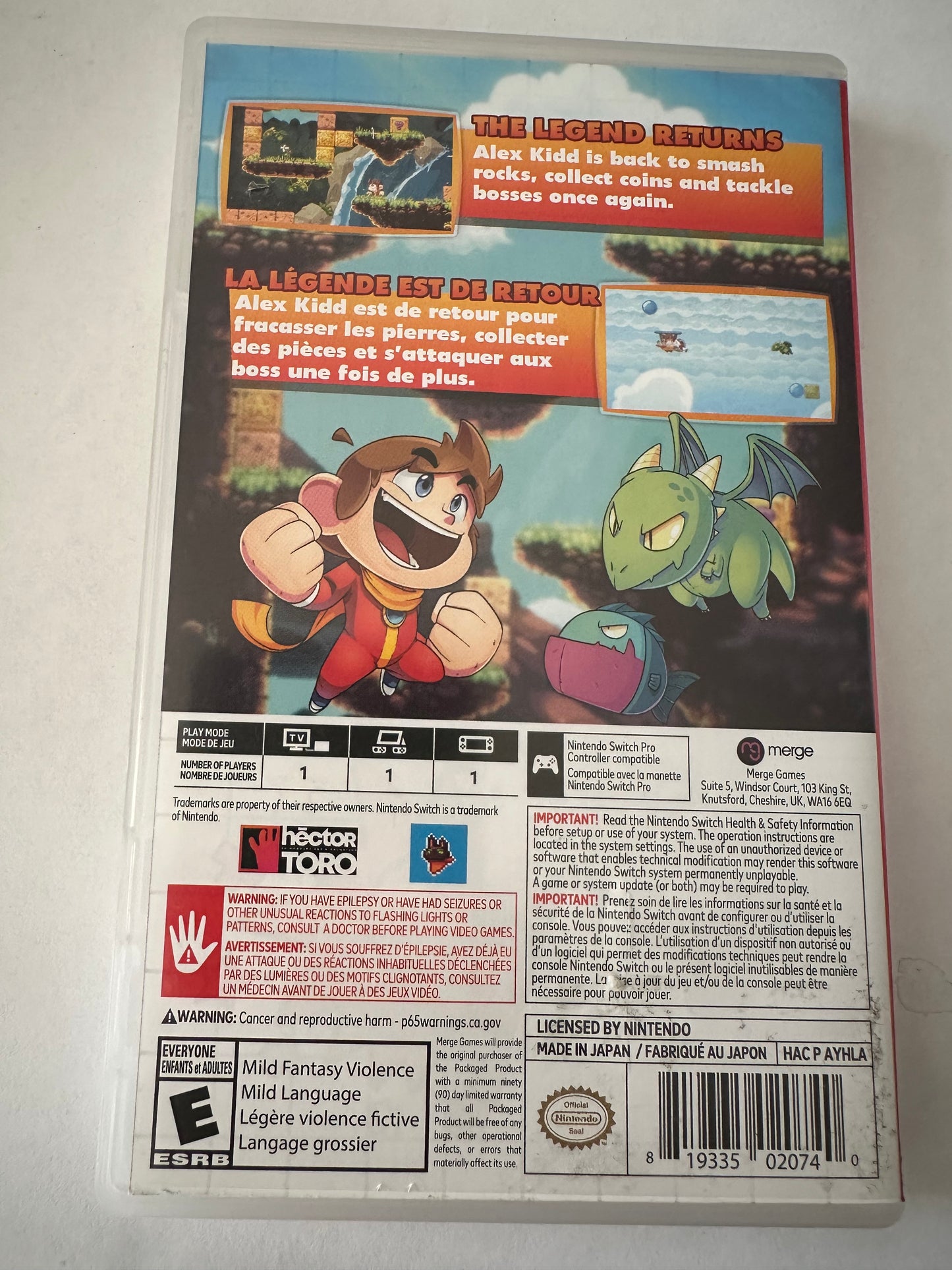 Alex the Kidd in miracle world DX for the Nintendo switch
