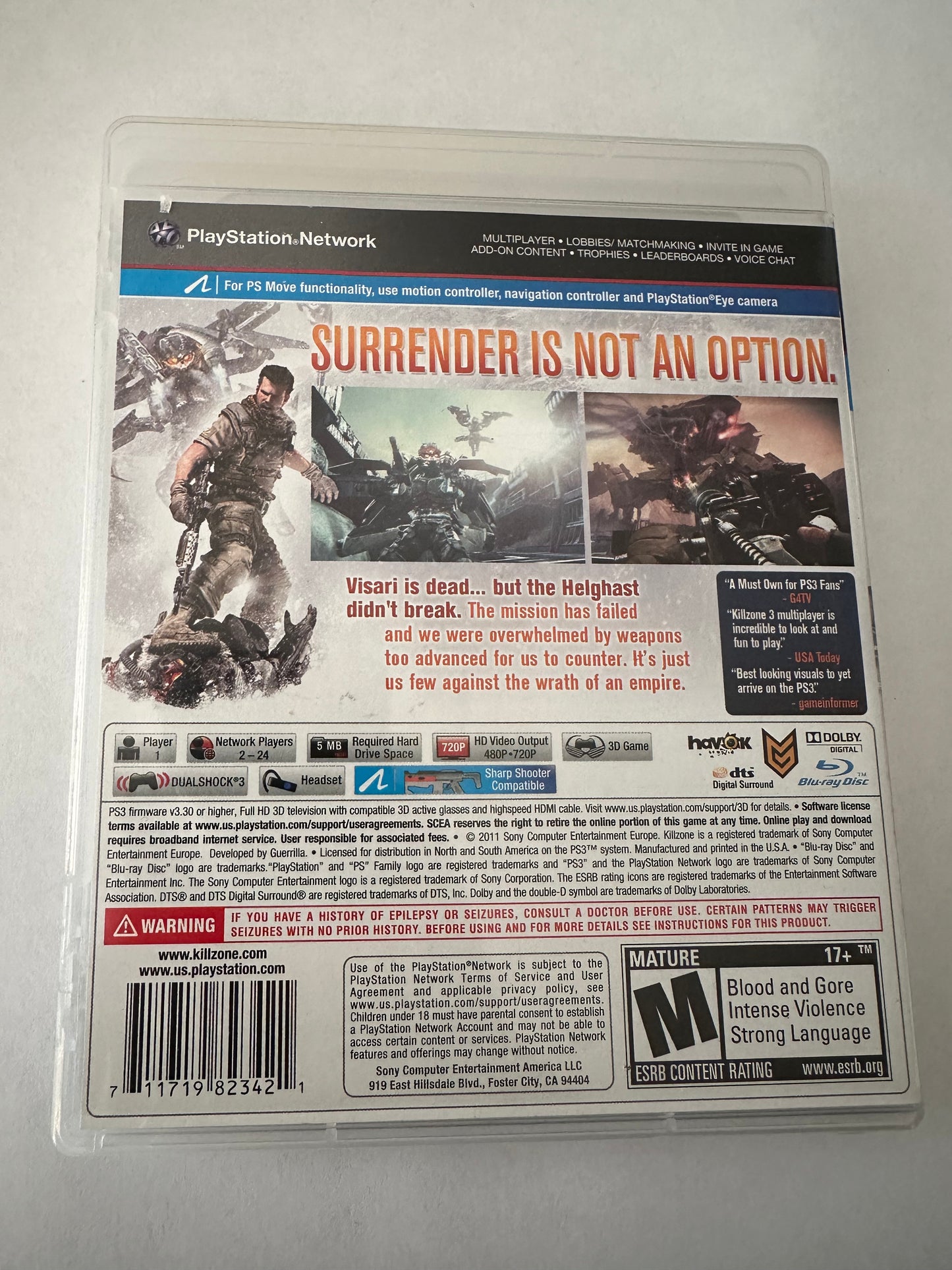 Kill zone 3 for the PlayStation 3