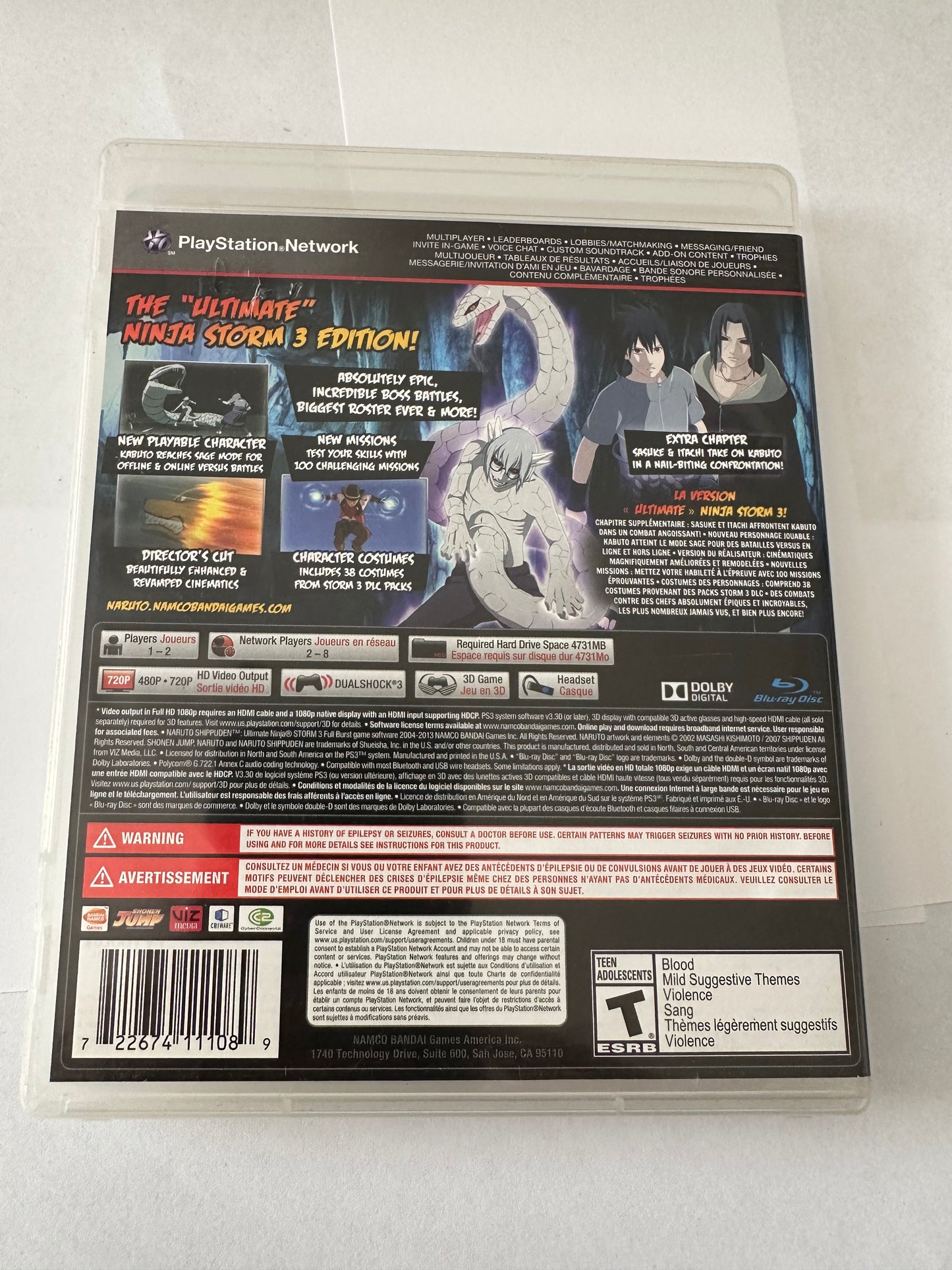 Naruto shippuden ultimate ninja storm full burst for the PS3. Missing manual