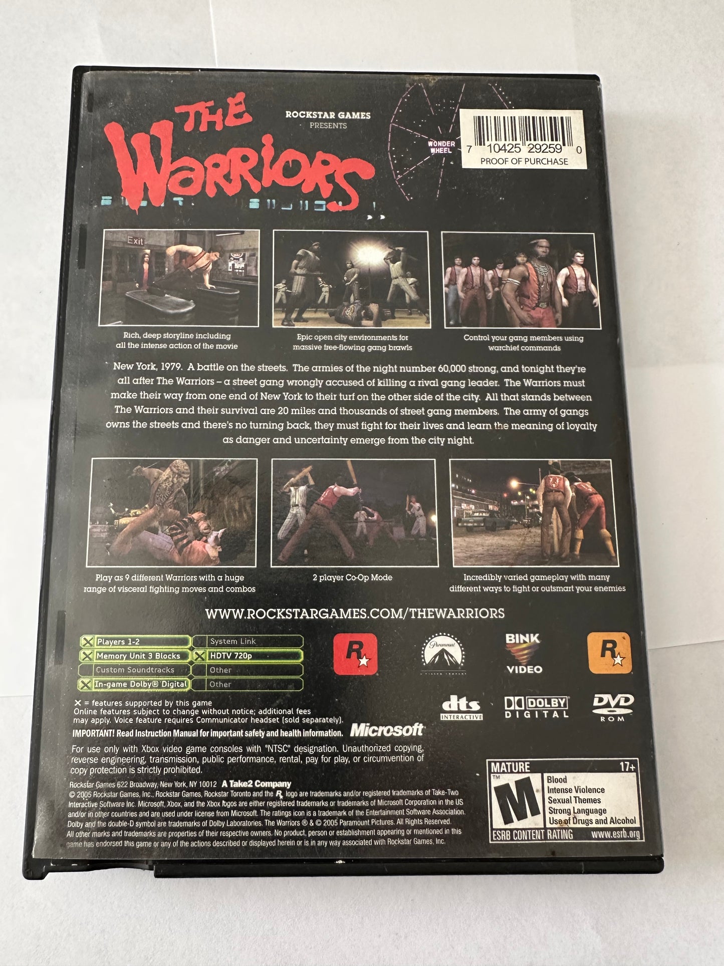 The warriors for the Xbox. Missing manual