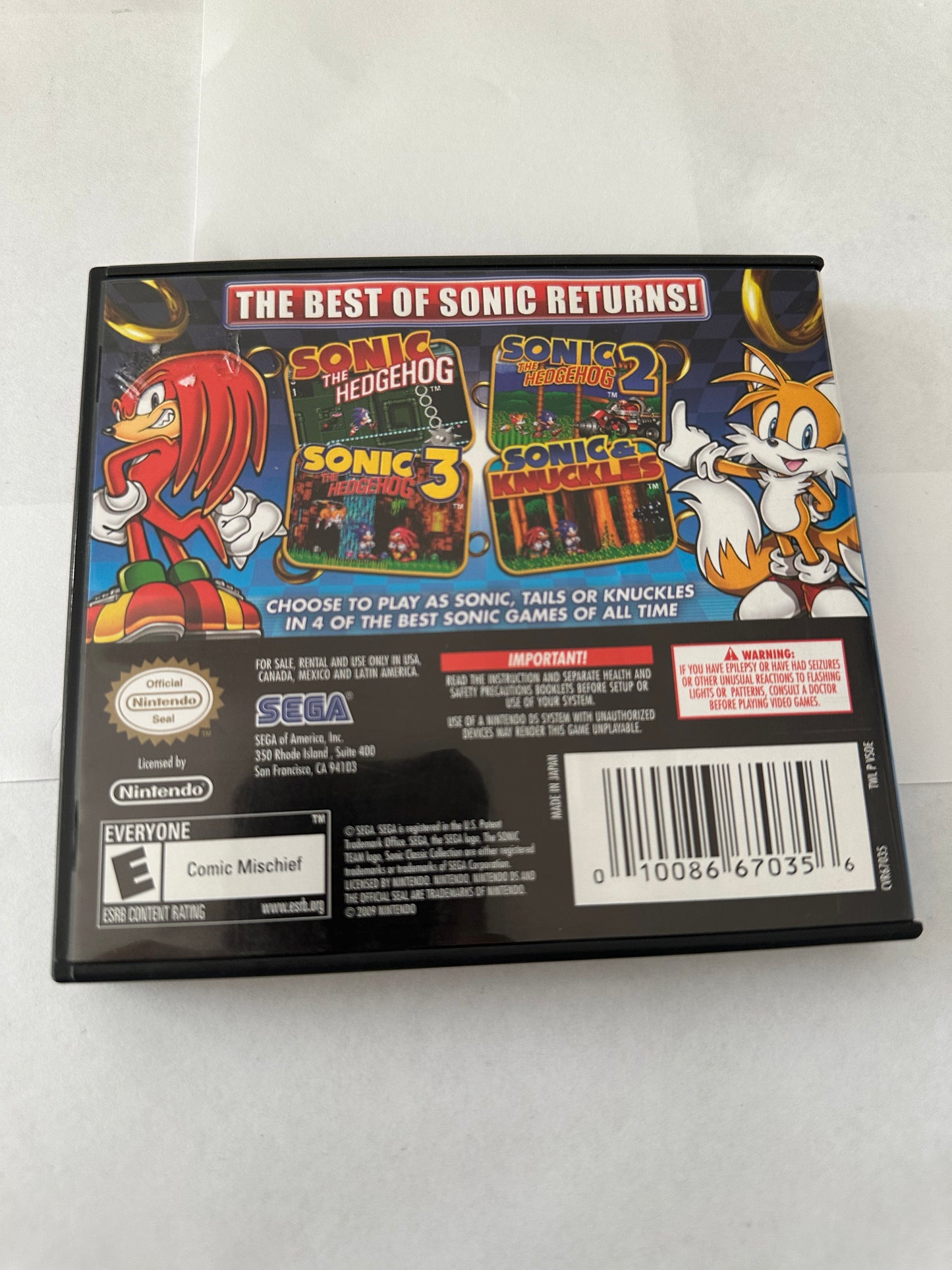 Sonic classic collection for the Nintendo DS