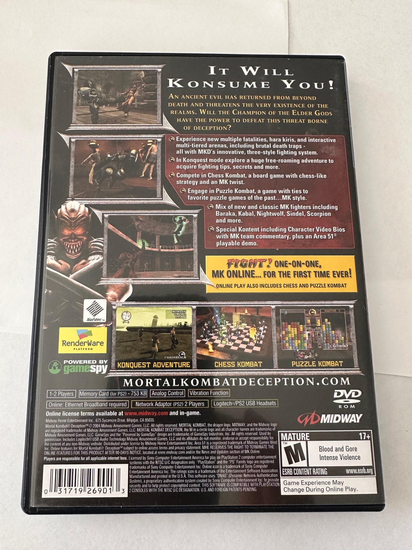 Mortal kombat deception for the PlayStation 2