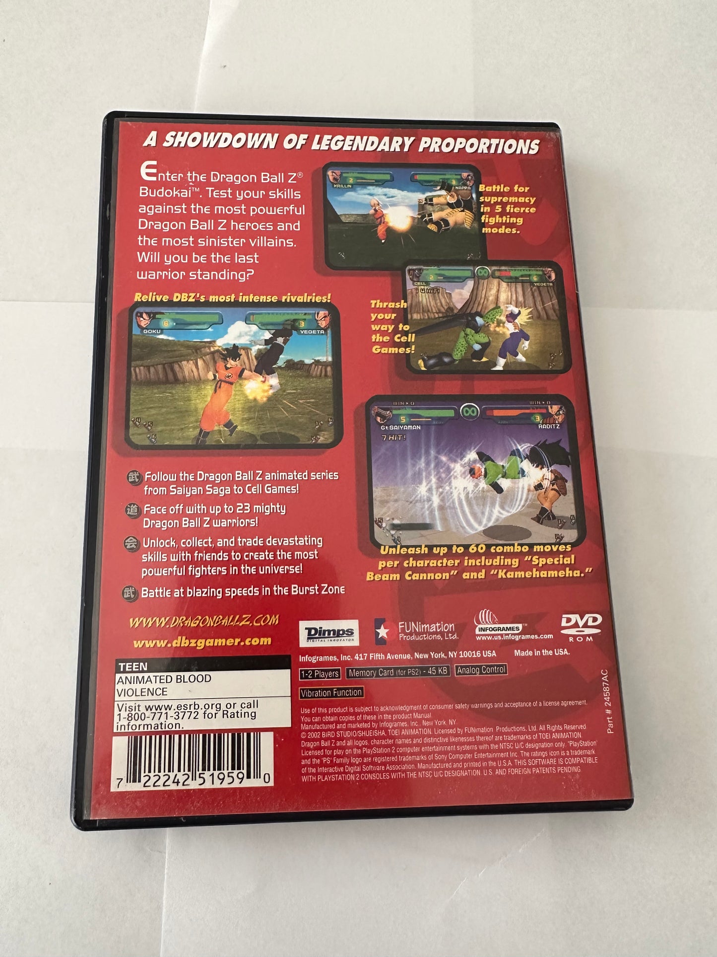 Dragon ball z budokai for the PlayStation 2. Missing manual