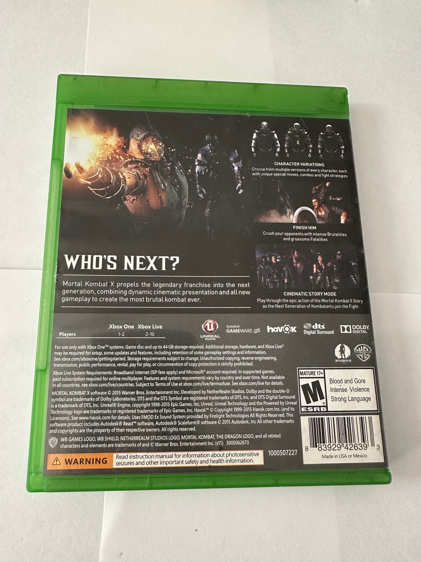 Mortal kombat X for the Xbox One