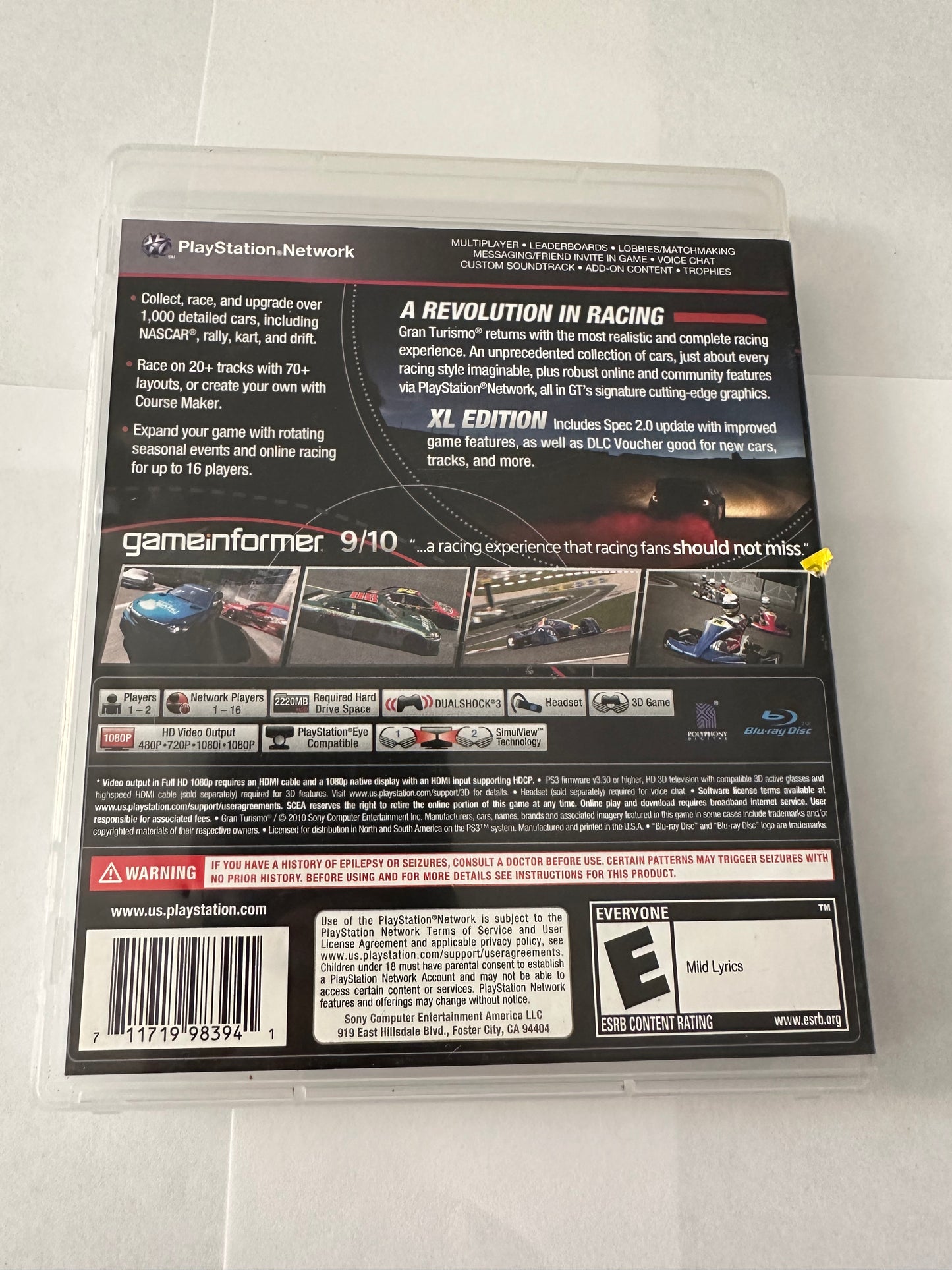 Gran turismo 5 for the PlayStation 3. Missing manual