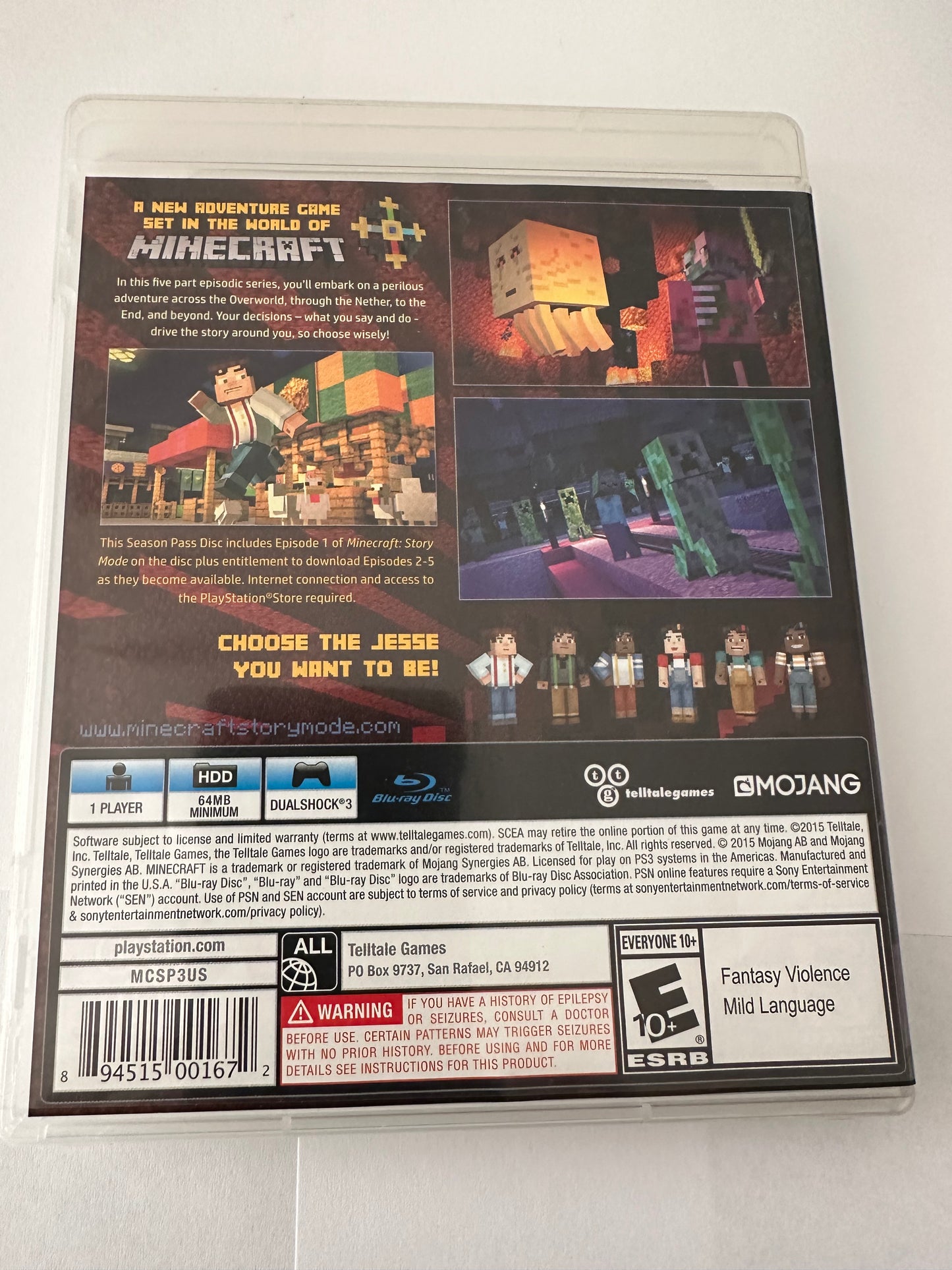 Minecraft story mode a telltale games series for the PS3. Missing manual