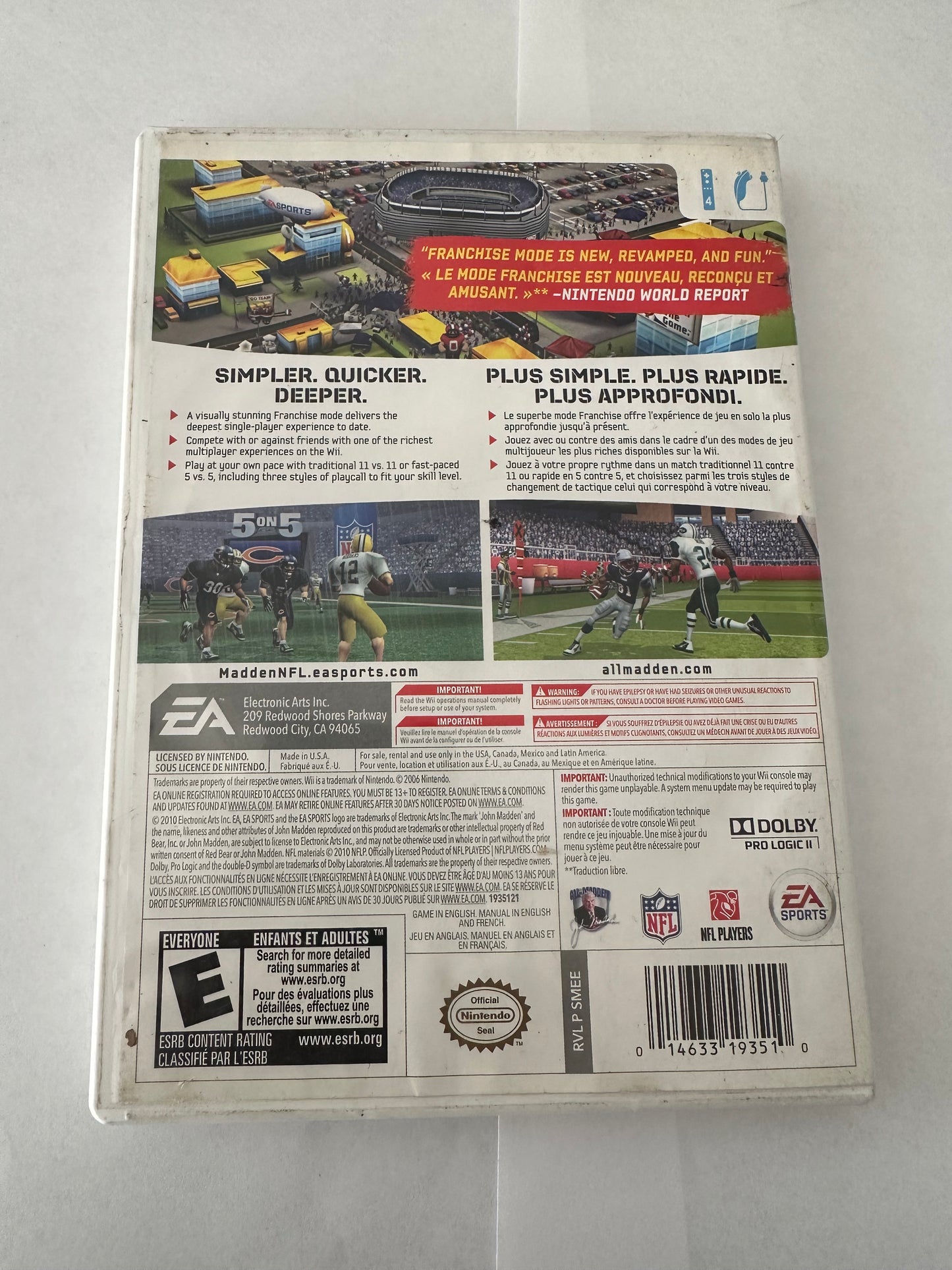 Madden NFL 11 for the Wii. No manual