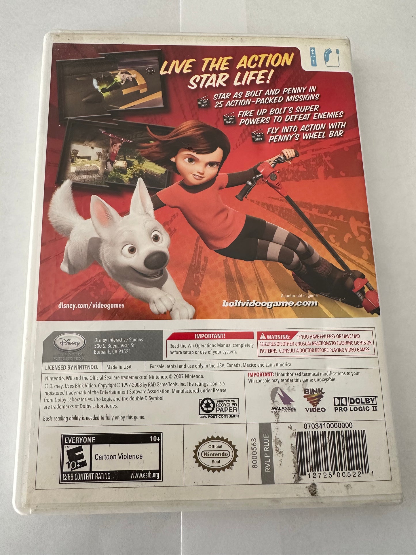 Bolt for the Wii. Missing manual