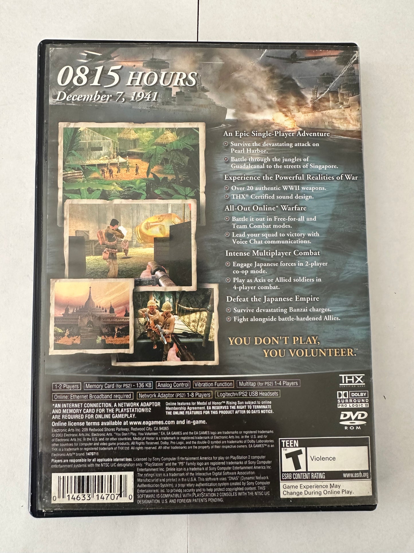 Medal of Honor rising sun for the PlayStation 2