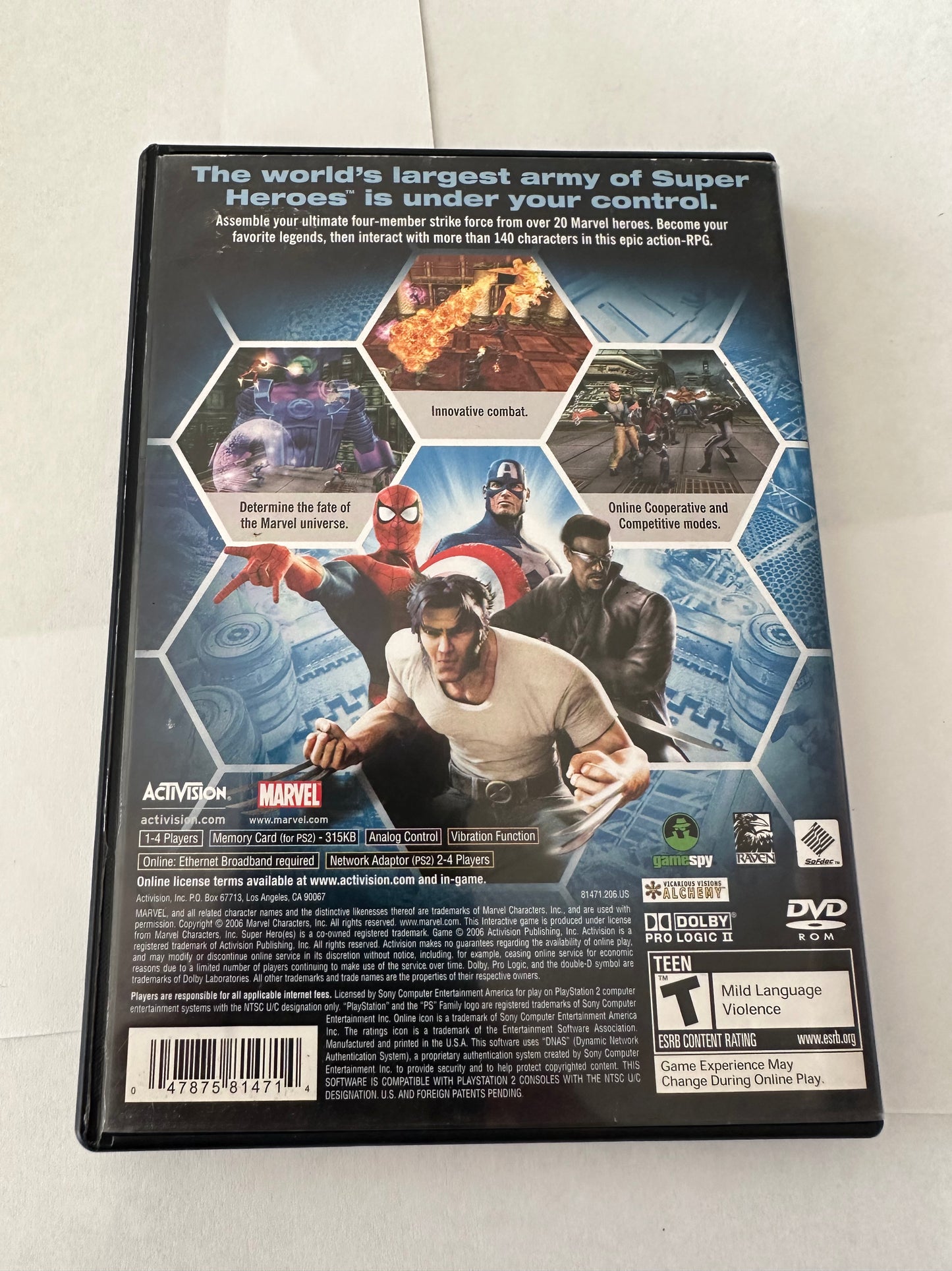 Marvel ultimate alliance for the PS2. Missing manual.
