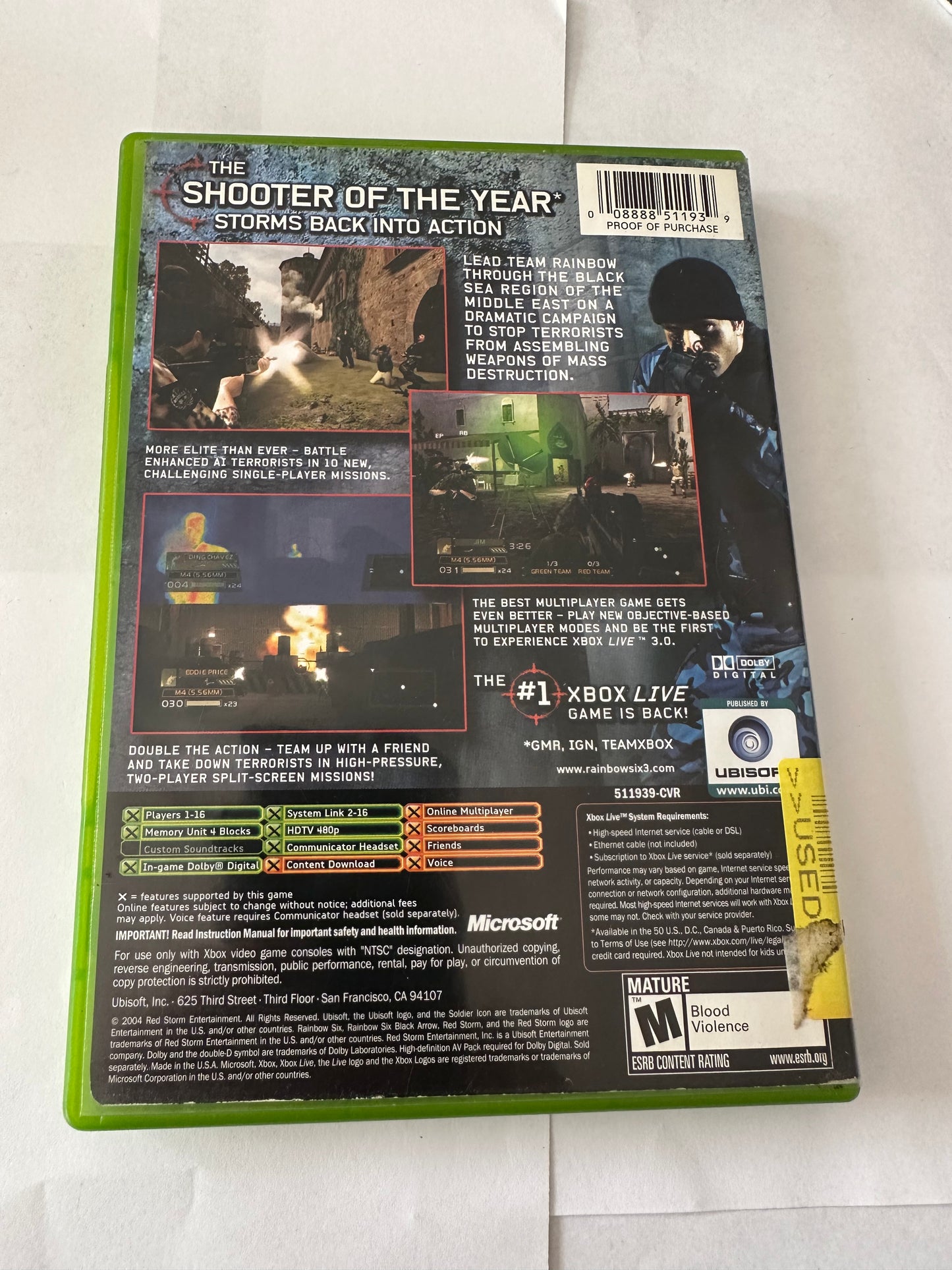 Rainbow six 3 Black Arrow for the Xbox