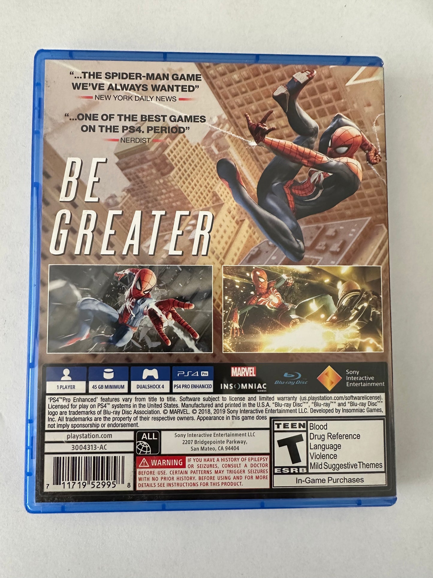 Spider-Man for the PlayStation 4.